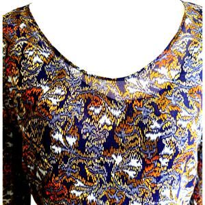 CABI LAYERED SHEER TUNIC LONG ARTSY GRAPHIC PRINT RESORT WEAR BOHO Earth Tones M